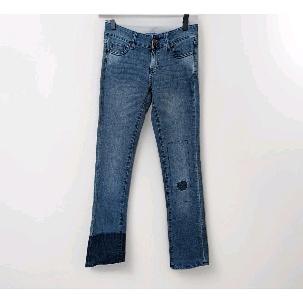 Holding Horses Claire Jeans Womens 25 Blue Distressed Patch Bootcut Boho Denim